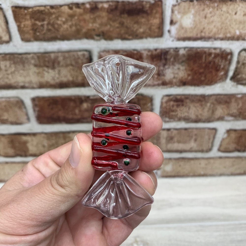 VTG Candy Christmas Ornaments Set of 4 Red Green Icicle Swirl Holiday Decor - Picture 3 of 5